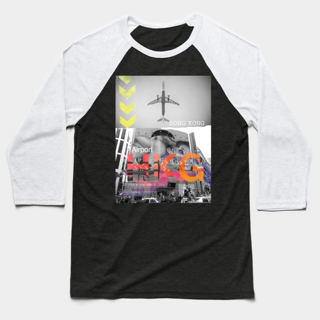 Hong Kong airport urban Baseball T-Shirt by Woohoo